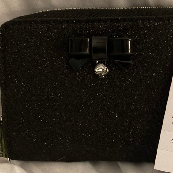 NWT Kate Spade New York | Black Glitter Small Wallet and Coin Case - Picture 1 of 5